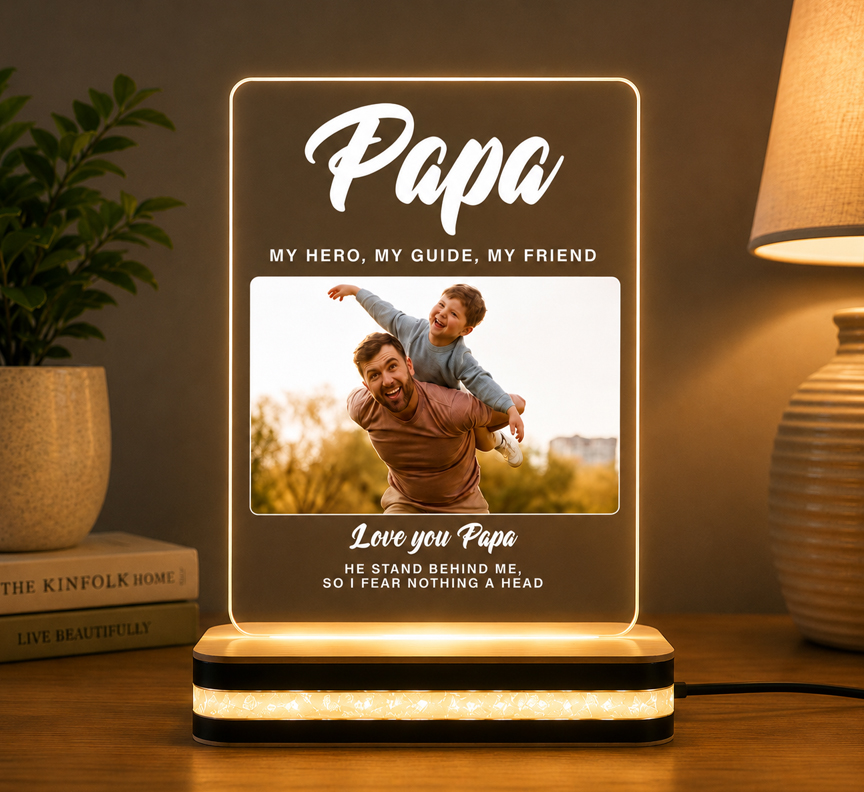 Papa My Hero LED Acrylic Photo Lamp